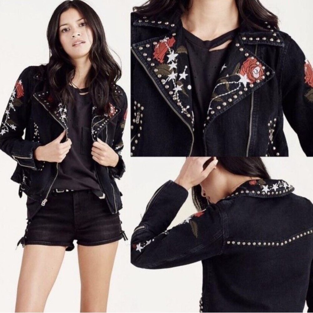 True Religion Moto Jacket Roses in size XS